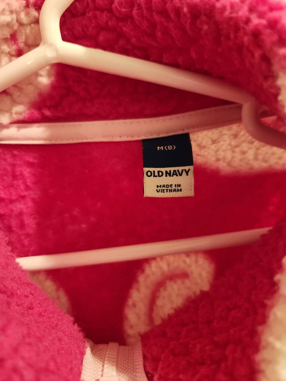 Old Navy Hot Pink Sherpa Jacket with White Accents